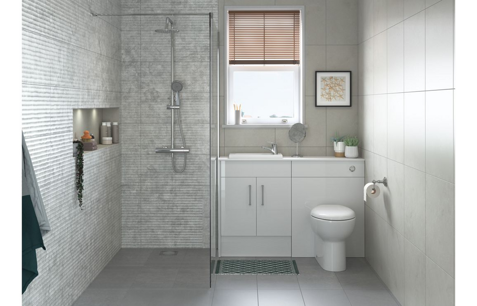 Opulent Boone 200mm Standard Toilet Roll Unit - White Gloss / Grey Cabinet (OBC110383)