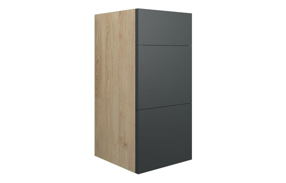 Opulent Boone 300mm Standard 3 Drawer Unit - Matt Graphite Grey / Oak Cabinet (OBC110464)