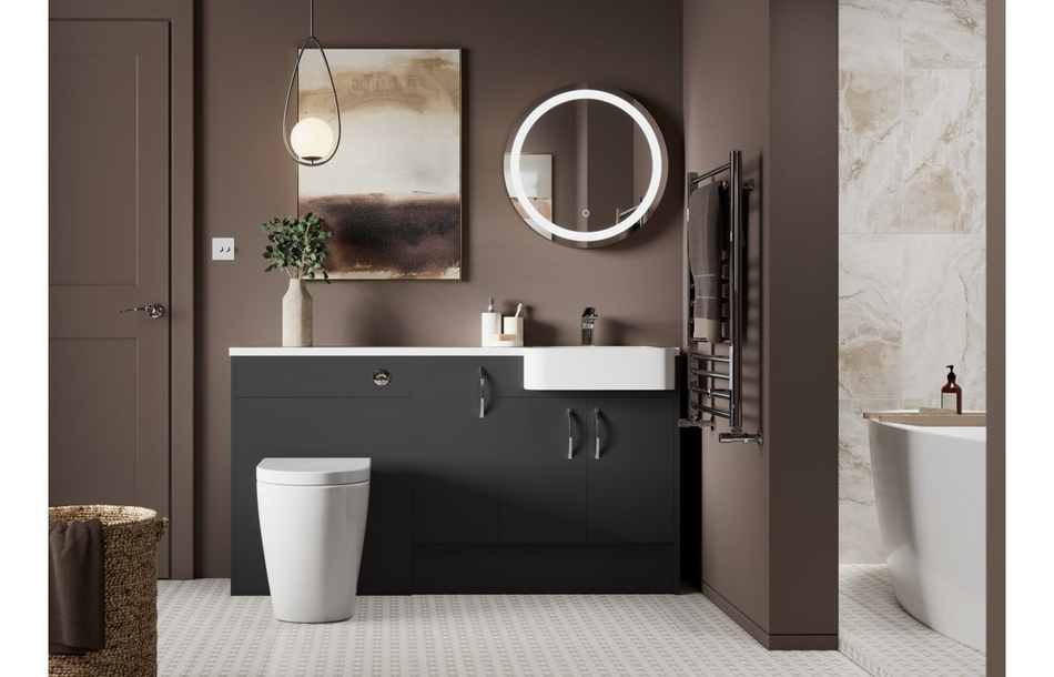 Opulent Boone 300mm Tall Unit - Matt Graphite Grey / Oak Cabinet (OBC110467)