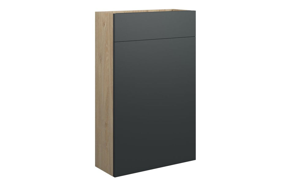 Opulent Boone 500mm Slim WC Unit - Matt Graphite Grey / Oak Cabinet (OBC110482)