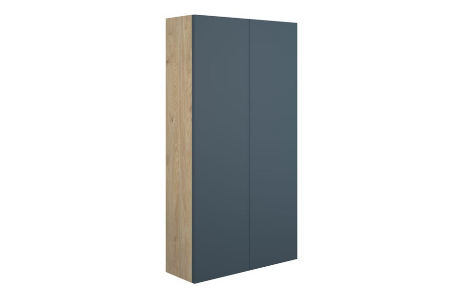 Opulent Boone 600mm Slim 2 Door Storage Unit - Matt Arley Blue / Oak Cabinet (OBC110926)