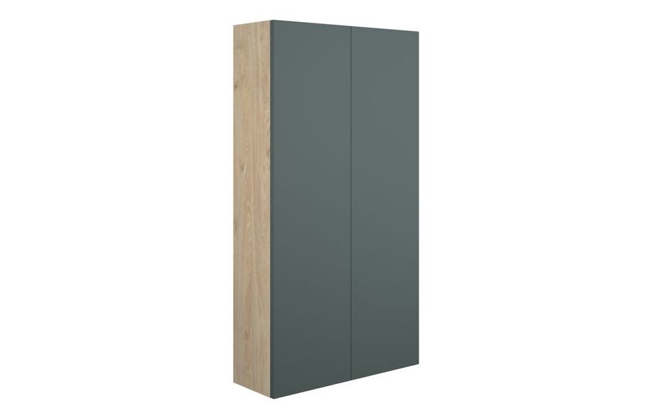 Opulent Boone 600mm Slim 2 Door Storage Unit - Matt Green / Oak Cabinet (OBC110784)