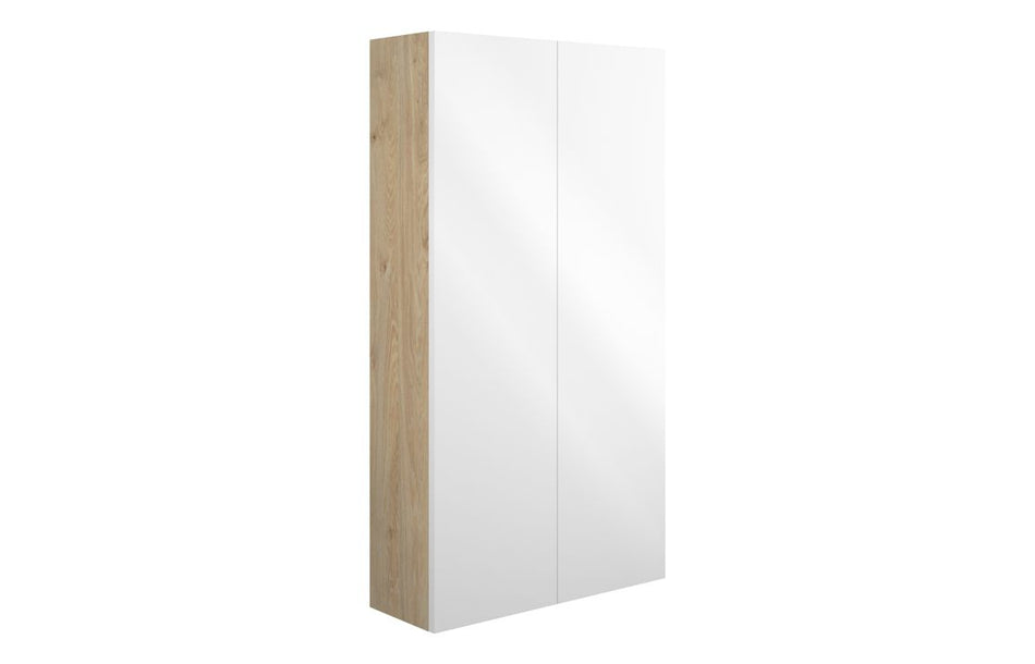 Opulent Boone 600mm Slim 2 Door Storage Unit - White Gloss / Oak Cabinet (OBC110429)