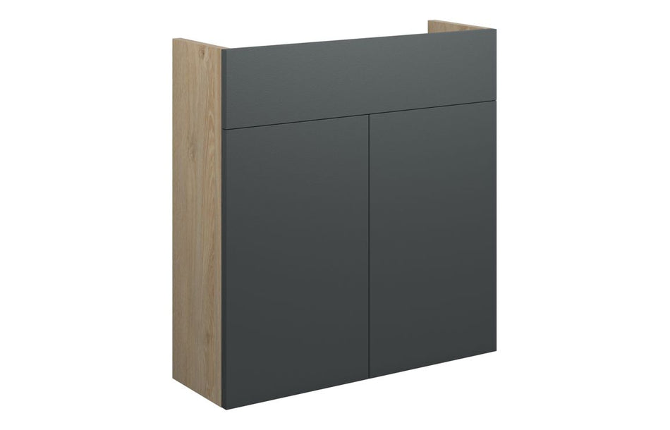 Opulent Boone 600mm Slim Basin Unit - Matt Graphite Grey / Oak Cabinet (OBC110476)