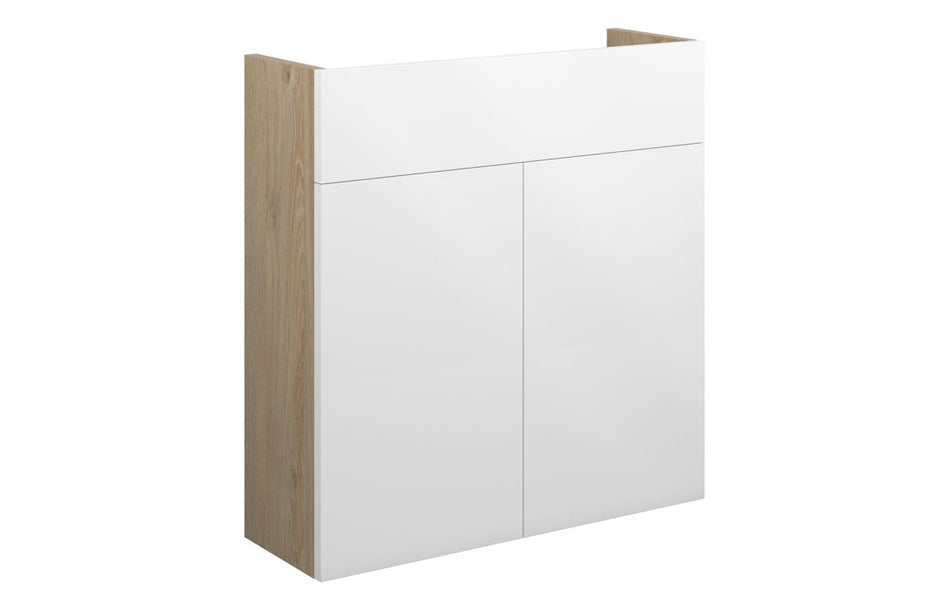 Opulent Boone 600mm Slim Basin Unit - White Gloss / Oak Cabinet (OBC110405)