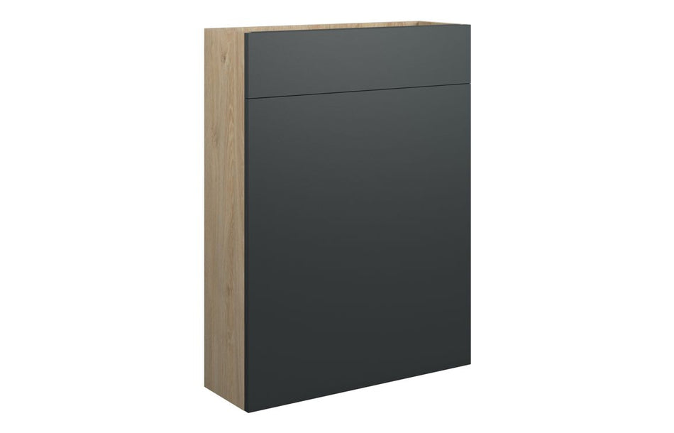Opulent Boone 600mm Slim WC Unit - Matt Graphite Grey / Oak Cabinet (OBC110488)