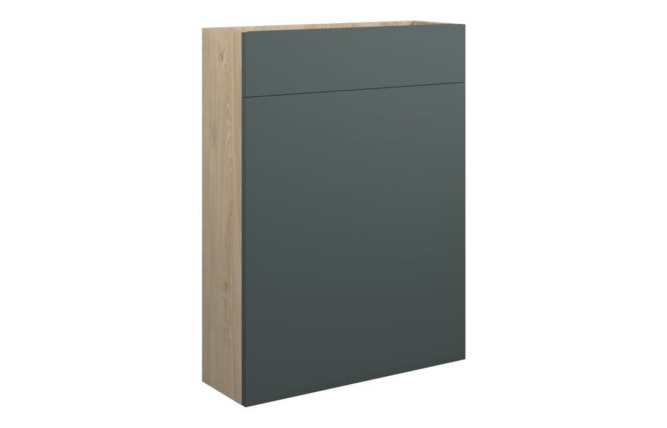 Opulent Boone 600mm Slim WC Unit - Matt Green / Oak Cabinet (OBC110772)