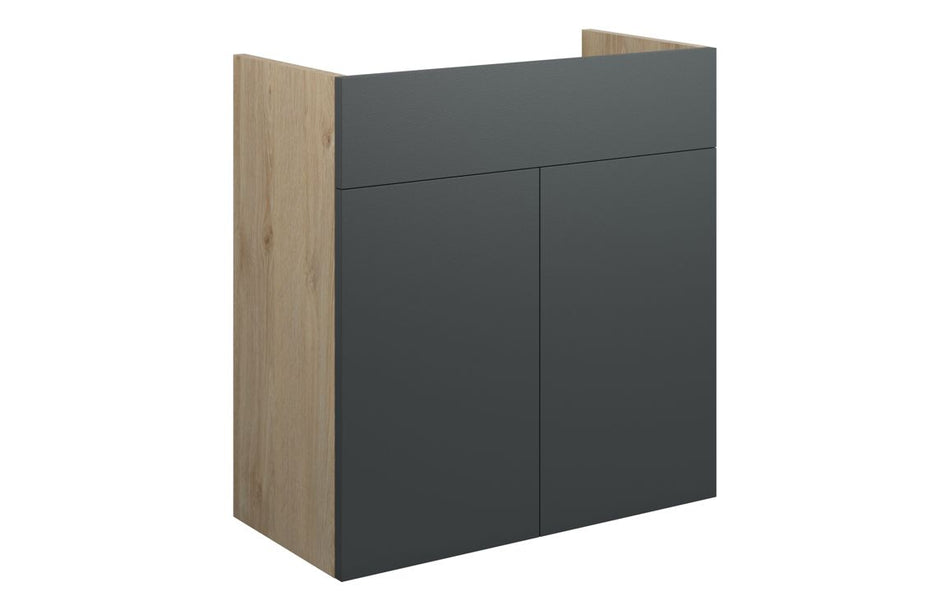 Opulent Boone 600mm Standard Basin Unit - Matt Graphite Grey / Oak Cabinet (OBC110479)