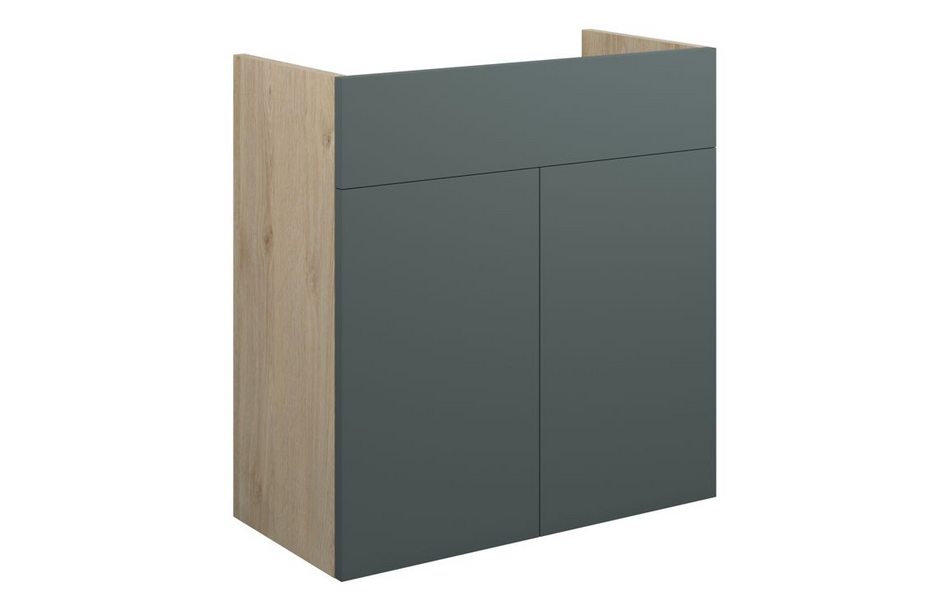 Opulent Boone 600mm Standard Basin Unit - Matt Green / Oak Cabinet (OBC110763)