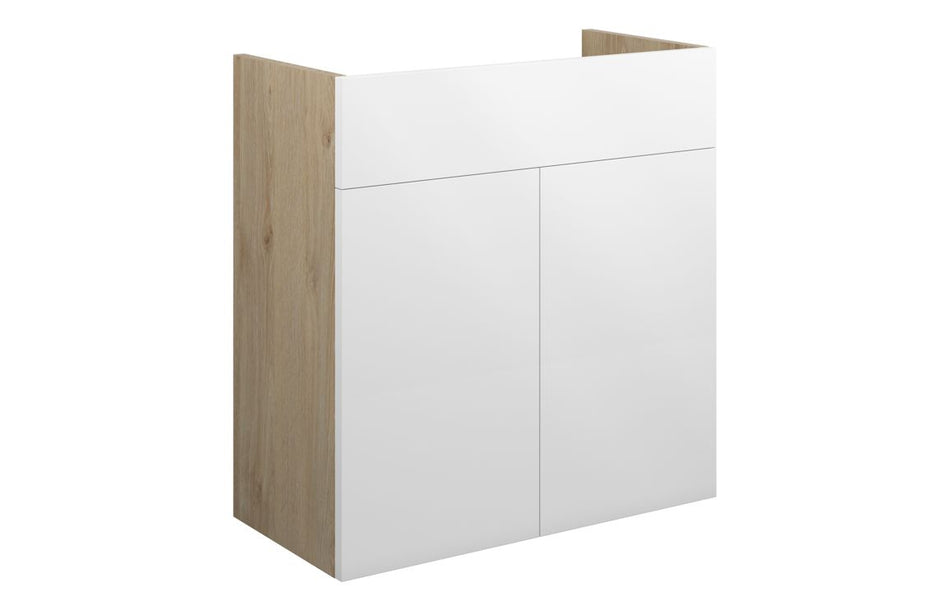 Opulent Boone 600mm Standard Basin Unit - White Gloss / Oak Cabinet (OBC110408)