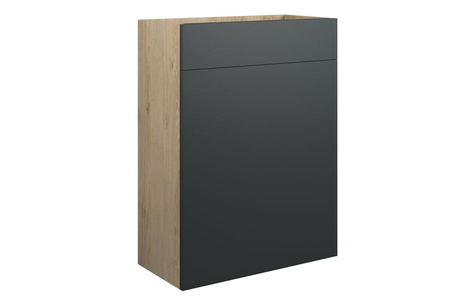 Opulent Boone 600mm Standard WC Unit - Matt Graphite Grey / Oak Cabinet (OBC110491)