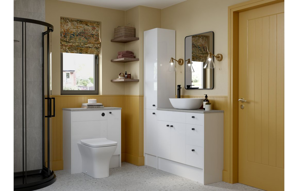 Opulent Boone 600mm Standard WC Unit - White Gloss / Grey Cabinet (OBC110419)