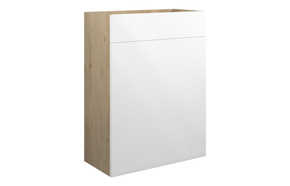 Opulent Boone 600mm Standard WC Unit - White Gloss / Oak Cabinet (OBC110420)