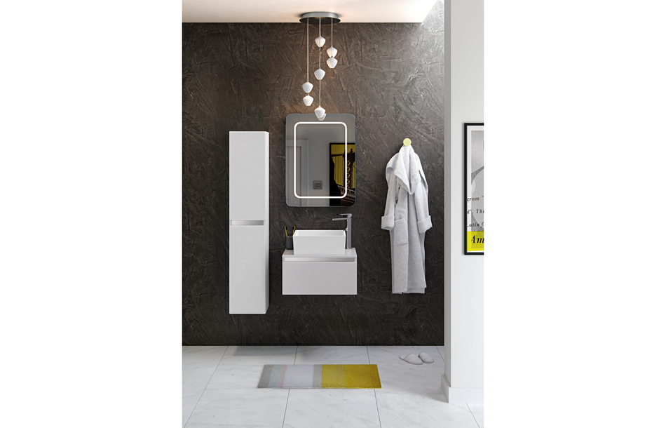 Opulent Caerleon 600mm 1 Drawer Wall Hung Basin Unit - No Top - White Gloss (OBC101525)