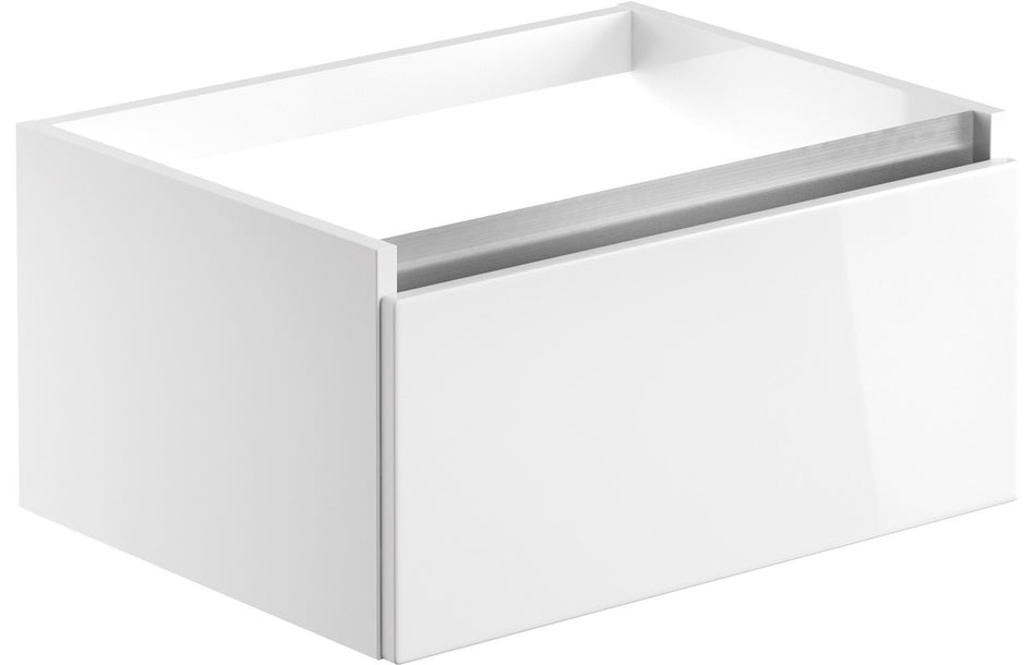 Opulent Caerleon 600mm 1 Drawer Wall Hung Basin Unit - No Top - White Gloss (OBC101525)
