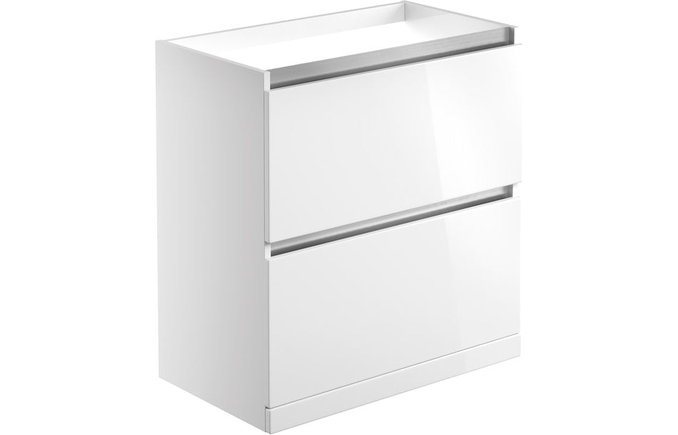 Opulent Caerleon 800mm 2 Drawer Floor Standing Basin Unit - No Top - White Gloss (OBC101531)