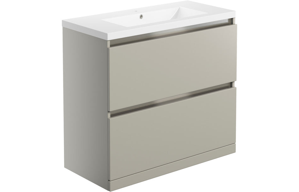 Opulent Caerleon 815mm 2 Drawer Floor Standing Basin Unit and Basin - Matt Latte (OBC101555)