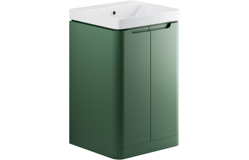 Opulent Camaret 500mm 2 Door Floor Standing Cloakroom Basin Unit - Matt Sage Green (OBC105325)
