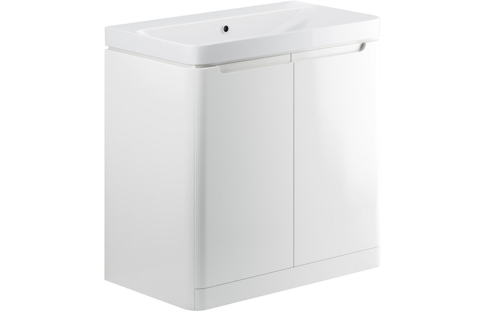 Opulent Camaret 805mm 2 Door Floor Standing Basin Unit - White Gloss (OBC96051)