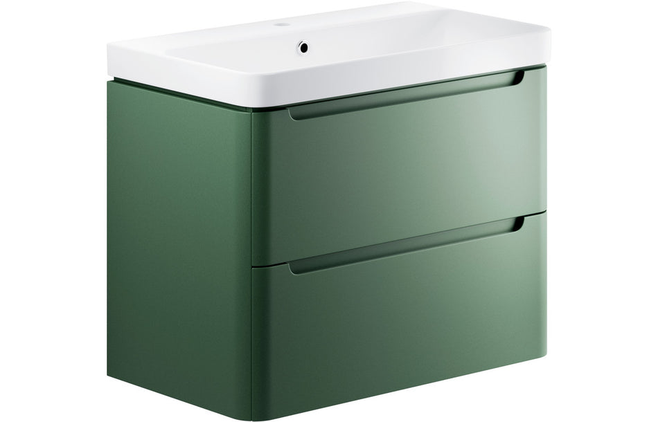 Opulent Camaret 805mm 2 Drawer Wall Hung Basin Unit - Matt Sage Green (OBC105328)