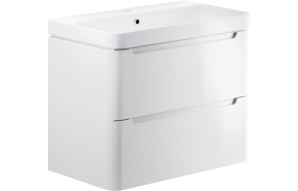 Opulent Camaret 805mm 2 Drawer Wall Hung Basin Unit - White Gloss (OBC96048)