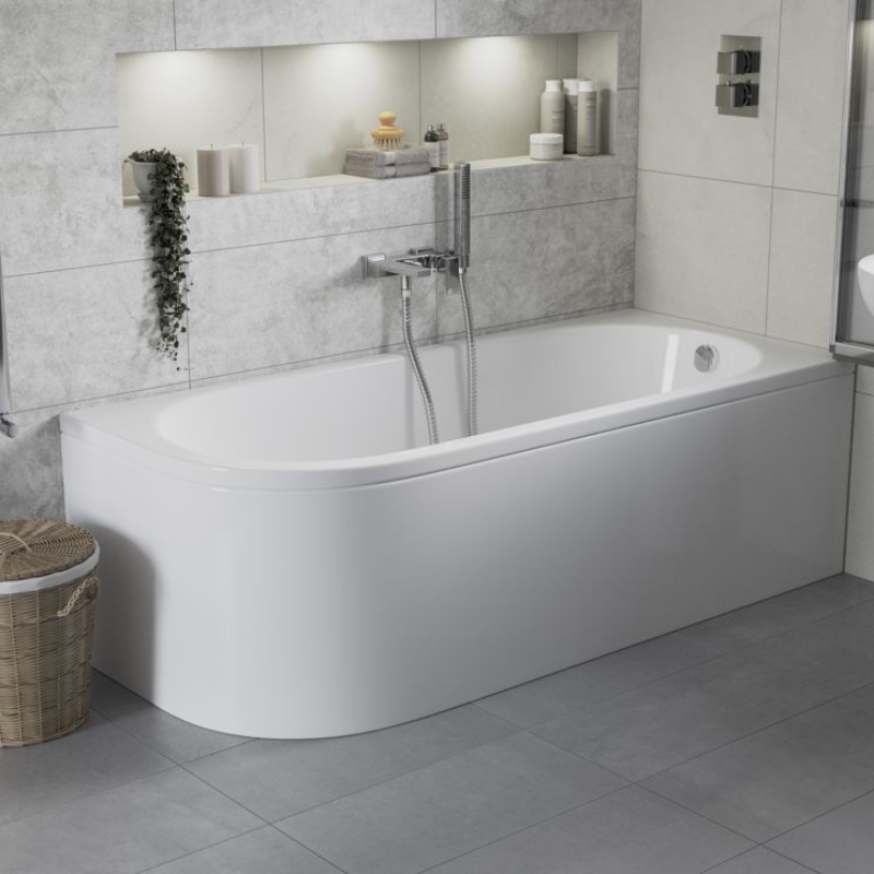 Opulent Carlisle J Shape 1500x725x600mm Bath with Legs - Right Hand (OBC105666)