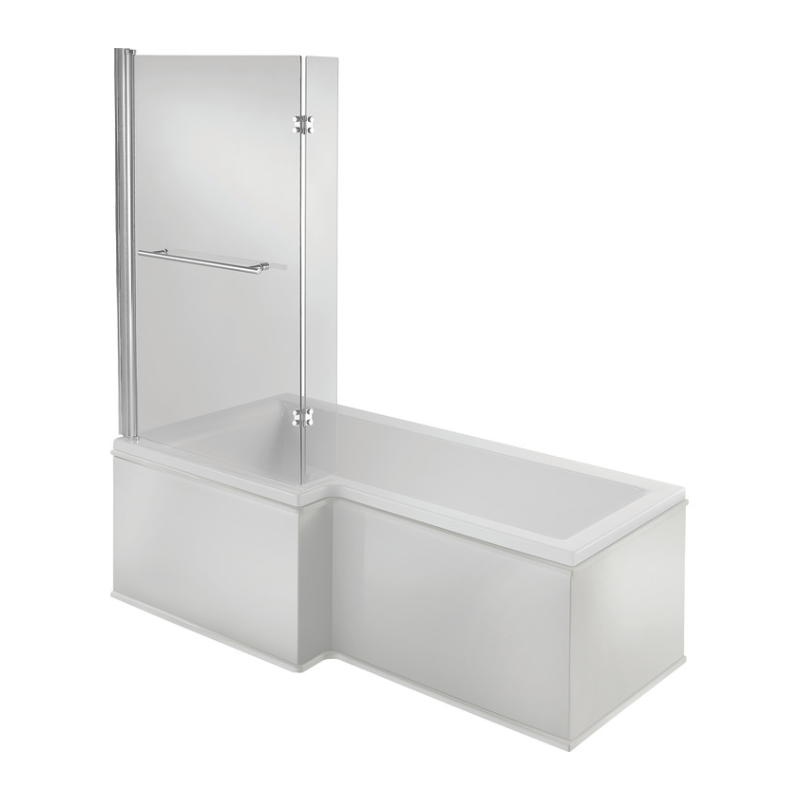Opulent Carlisle L Shape Supercast 1700x850x560mm Shower Bath Pack - Left Hand - Chrome (OBC105605)