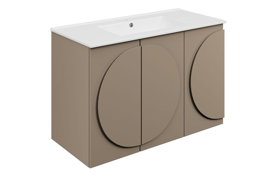 Opulent Chic 1010mm Floor Standing 3 Door Basin Unit & 1TH Basin - Matt Taupe (OBC117097)