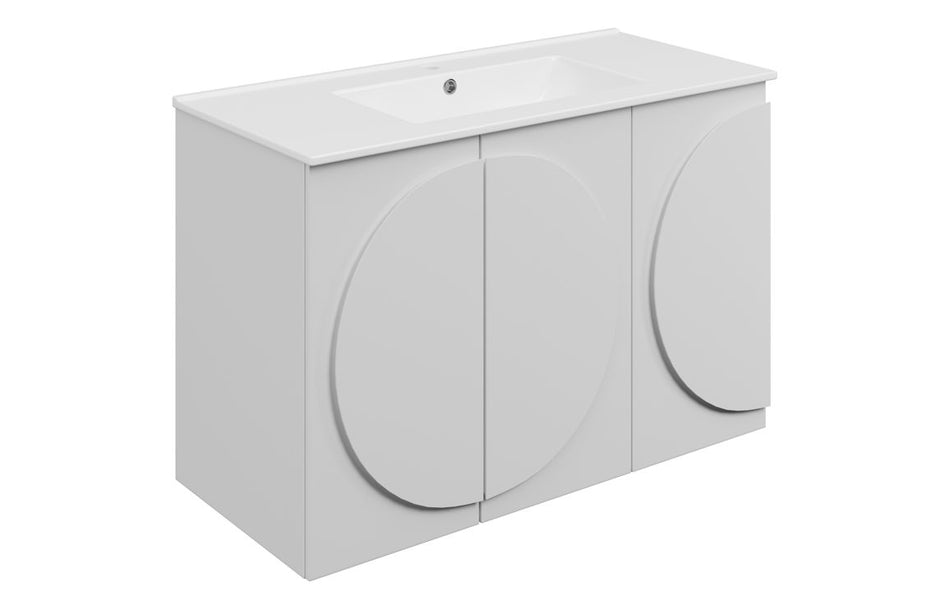 Opulent Chic 1010mm Floor Standing 3 Door Basin Unit & 1TH Basin - Matt White (OBC117098)