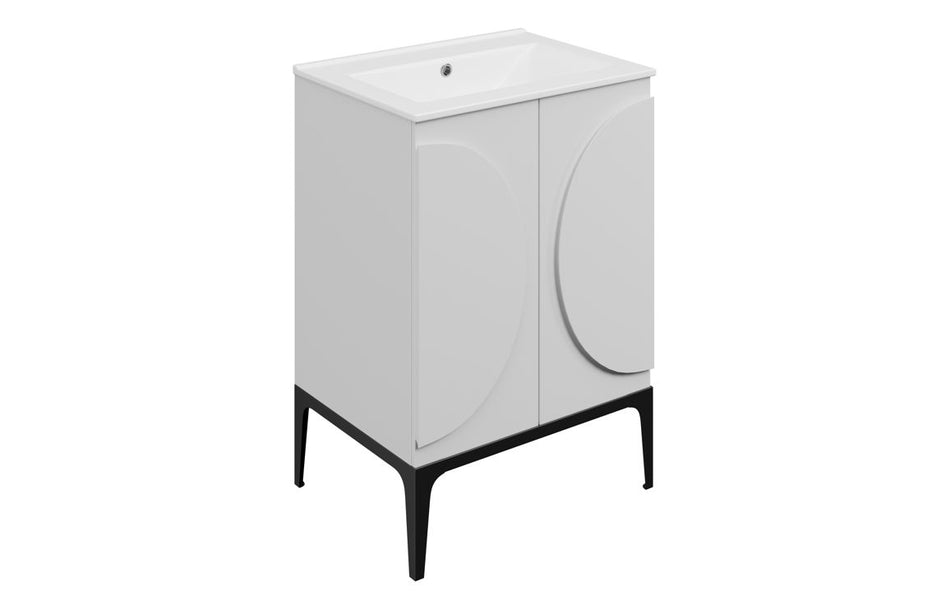 Opulent Chic 610mm Floor Standing 2 Door Basin Unit & 0TH Basin - Matt White (OBC117096)