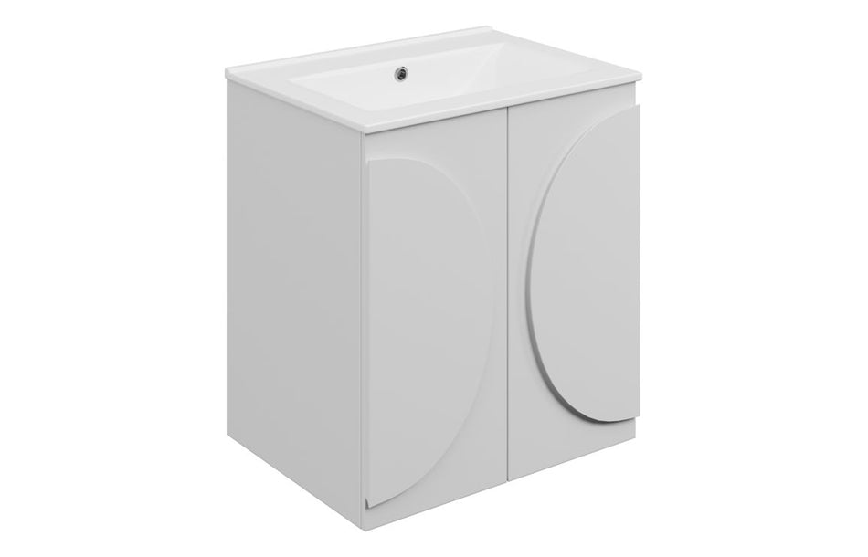 Opulent Chic 610mm Floor Standing 2 Door Basin Unit & 0TH Basin - Matt White (OBC117096)
