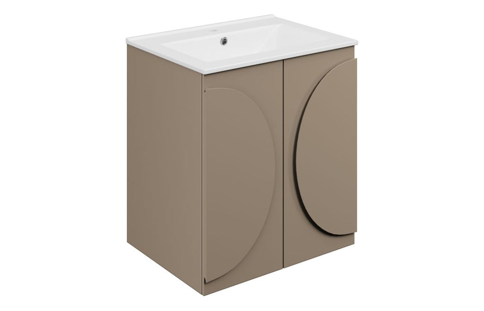 Opulent Chic 610mm Floor Standing 2 Door Basin Unit & 1TH Basin - Matt Taupe (OBC117093)