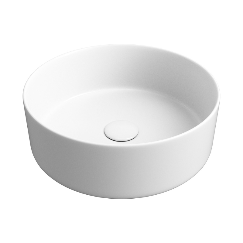 Opulent Churchill 355mm Ceramic Round Washbowl and Waste - Matt White (OBC100508)