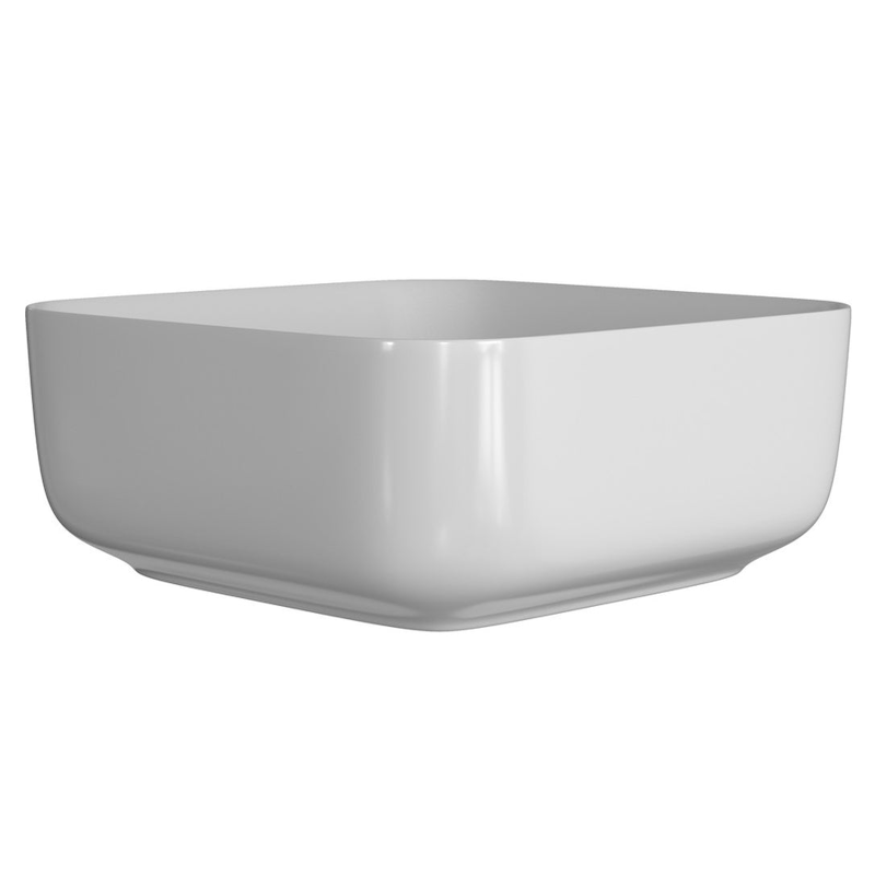 Opulent Churchill 400mm Ceramic Square Washbowl and Waste - Matt White (OBC104931)