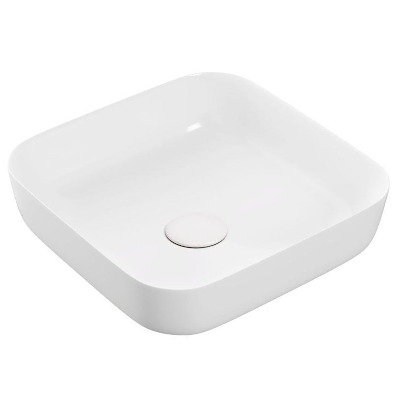 Opulent Churchill 400mm Ceramic Square Washbowl and Waste - Matt White (OBC104931)
