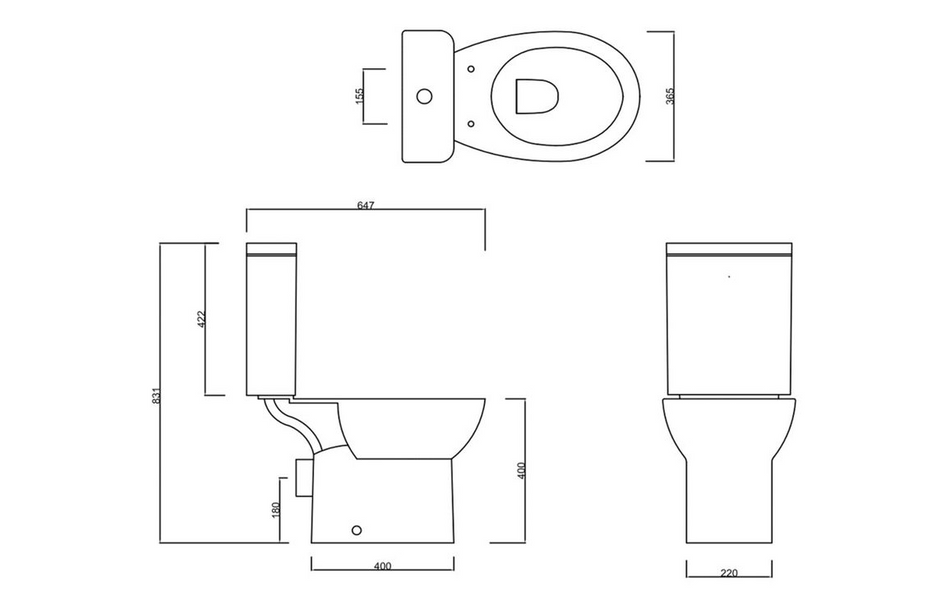 Opulent Close Coupled Rimless WC and Soft Close Seat (OBC108878)