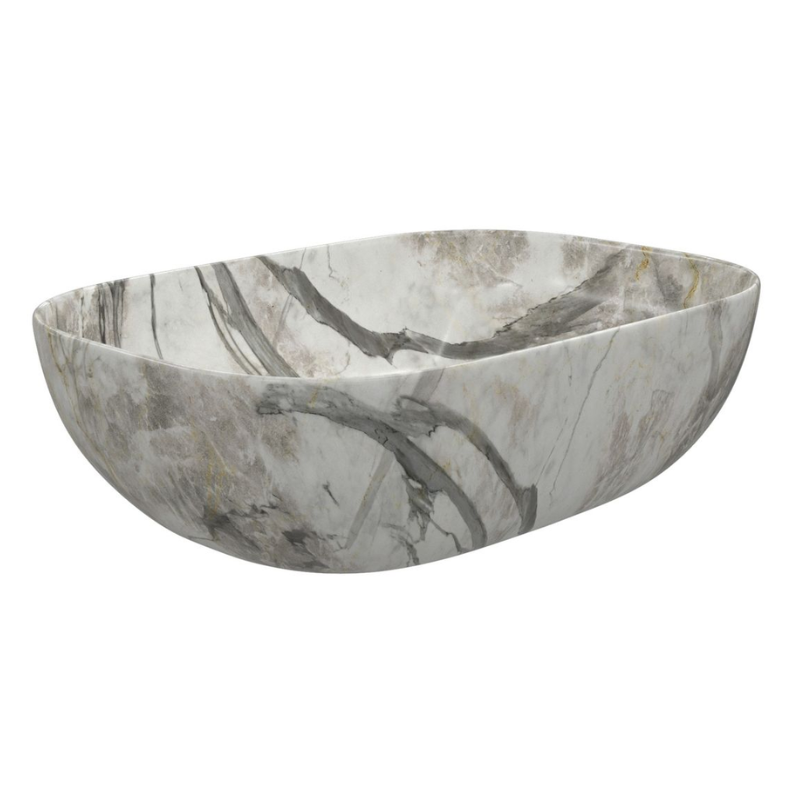 Opulent Collins 460x330mm Ceramic Washbowl - White Marble Effect (OBC106867)