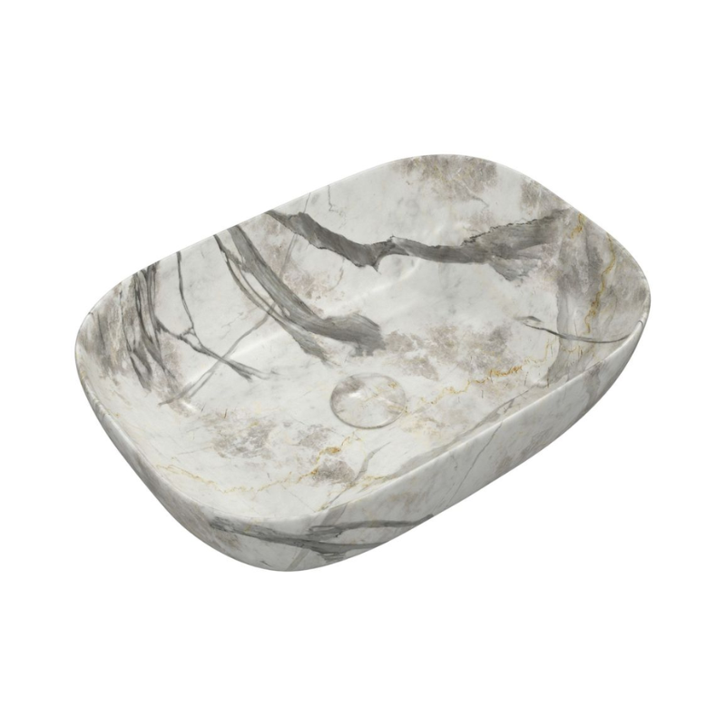 Opulent Collins 460x330mm Ceramic Washbowl - White Marble Effect (OBC106867)