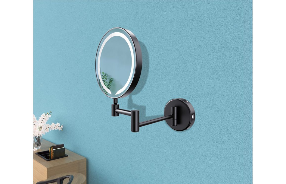 Opulent Crane Round LED Cosmetic Mirror - Black (OBC107588)