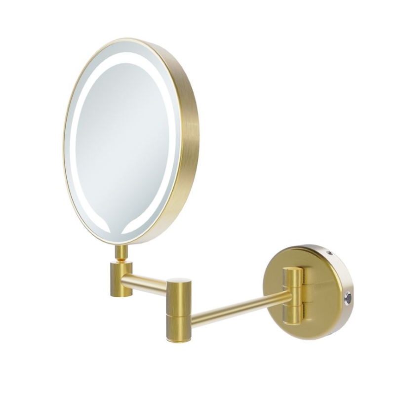 Opulent Crane Round LED Cosmetic Mirror - Brushed Brass (OBC107589)