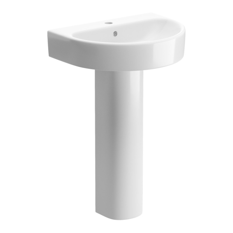 Opulent Darwin 555x430mm One Tap Hole Basin and Full Pedestal (OBC1783)