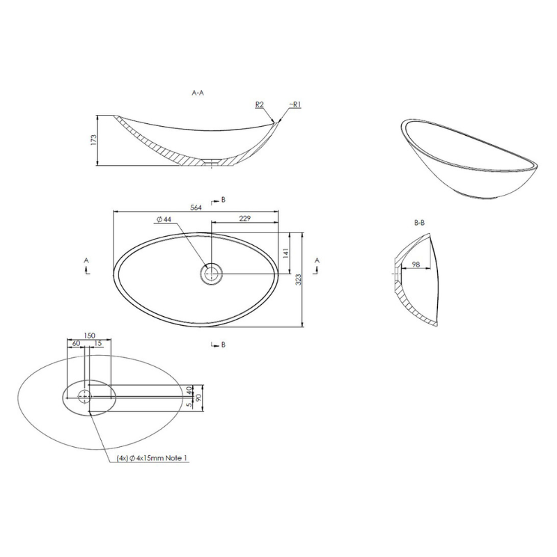 Opulent Dickens 564x323mm Resin Washbowl - Latte (OBC109916)