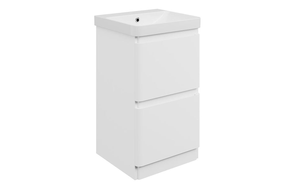Opulent Dranford 500mm Floor Standing 2 Drawer Basin Unit & 1TH Basin - Matt White (OBC117125)
