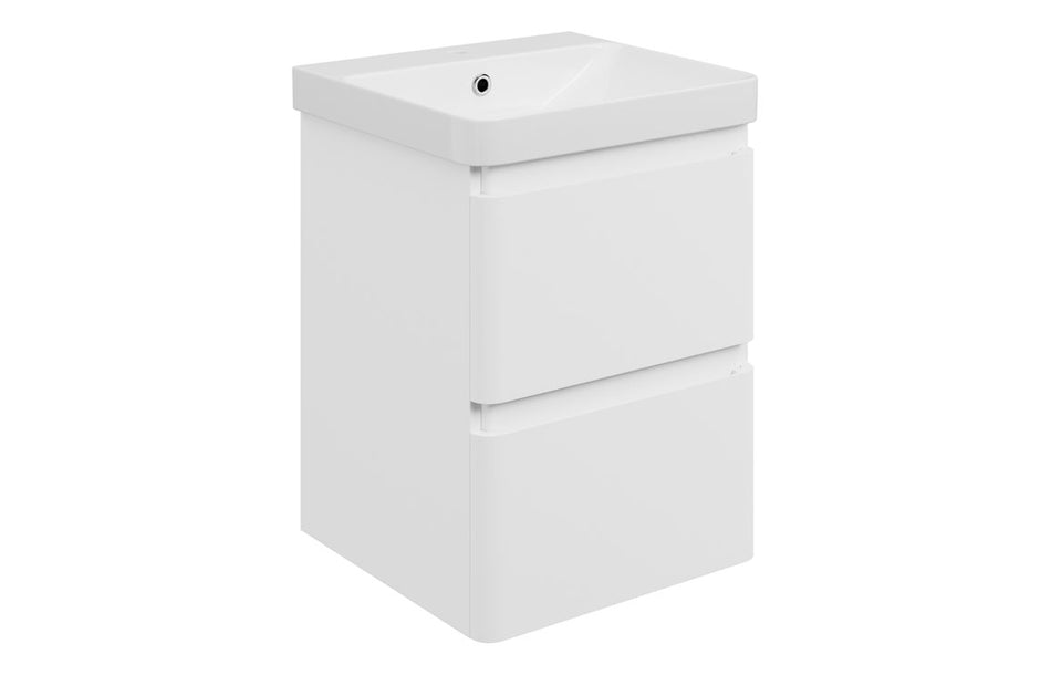Opulent Dranford 500mm Wall Hung 2 Drawer Basin Unit & 1TH Basin - Matt White (OBC117116)