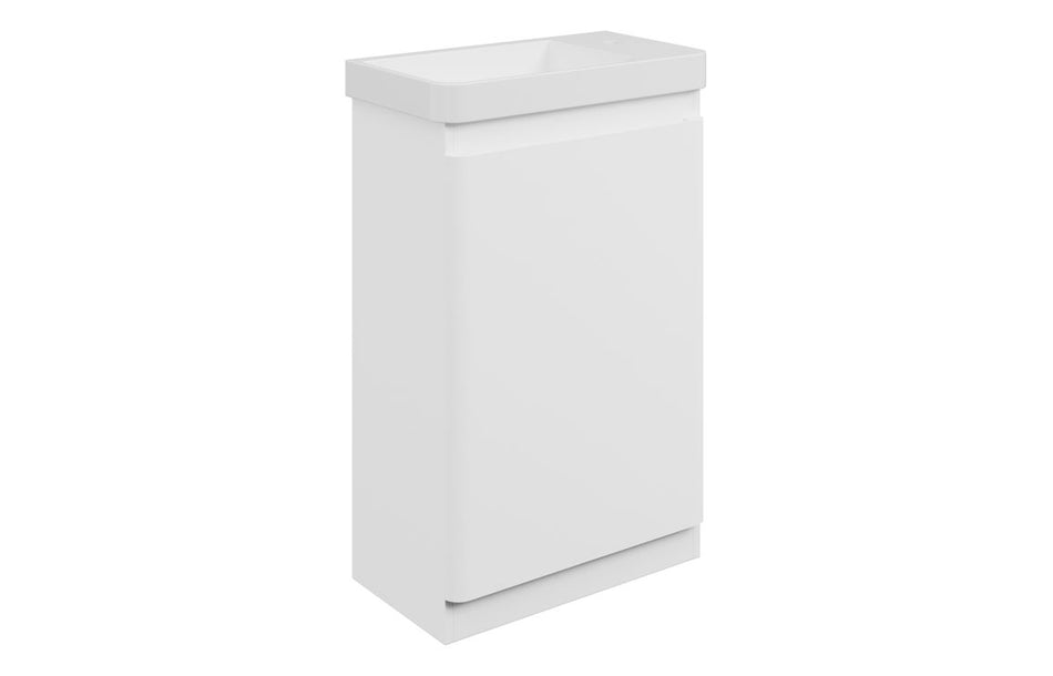 Opulent Dranford 550mm Floor Standing Slim Depth 1 Door Basin Unit & 1TH Basin - Matt White (OBC117113)