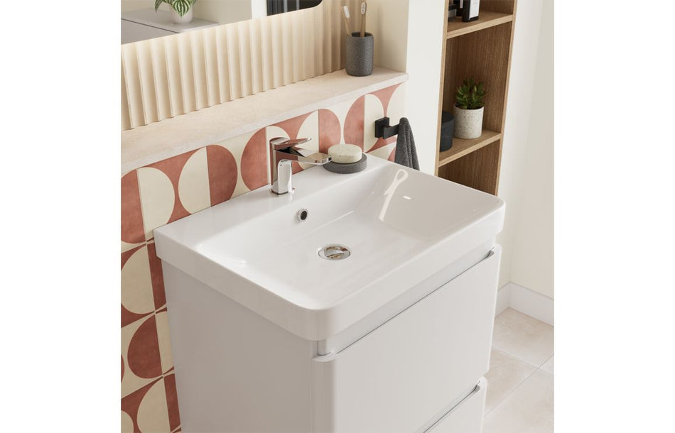 Opulent Dranford 805mm Floor Standing 2 Drawer Basin Unit & 1TH Basin - Matt White (OBC117131)