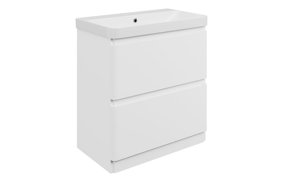 Opulent Dranford 805mm Floor Standing 2 Drawer Basin Unit & 1TH Basin - Matt White (OBC117131)