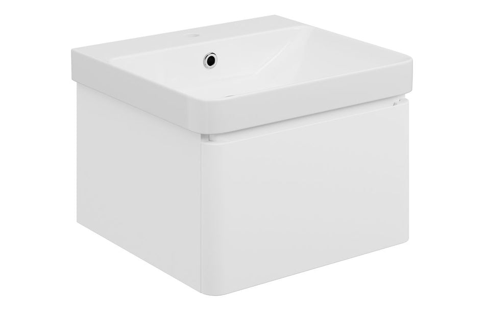 Opulent Dranford 805mm Wall Hung 1 Drawer Basin Unit & 1TH Basin - Matt White (OBC117134)