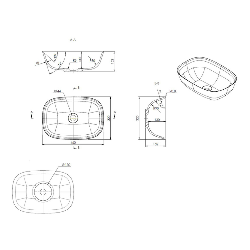 Opulent Florence 460x320mm Resin Washbowl - Latte (OBC109918)