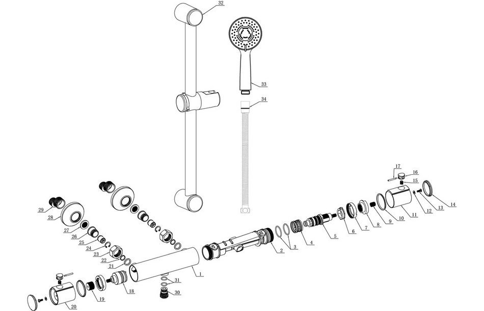 Opulent Hades Cool-Touch Thermostatic Bar Mixer Shower - Chrome (OBC105587)
